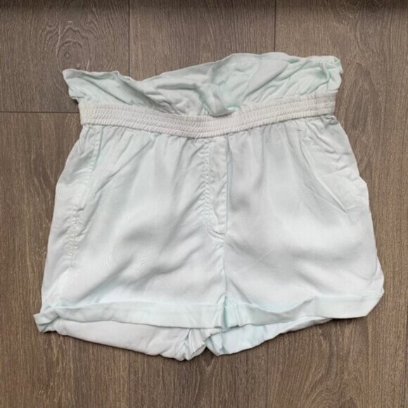 Aritzia Wilfred Shorts Crepe Paperbag Ruched Elastic Waist  Mint Green Size 0 - Picture 9 of 15